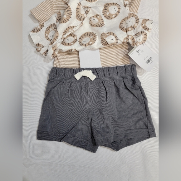 Carter's 3 Piece Tan And Cream Lion Themed Matching Set Size Infant 0-3 Month - Picture 4 of 7